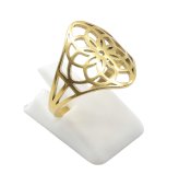 Anillo Lotus de acero inoxidable dorado