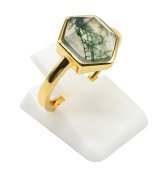 Anillo Plata de Ley 925 Ágata Musgo Hexagonal
