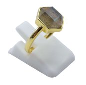 Anillo Labradorita Hexagonal de Plata  925
