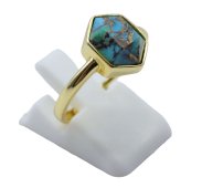 Anillo Plata 925 Hexagonal Turquesa