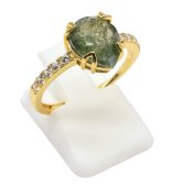 Anillo Plata de Ley 925 Ágata Musgo Gota