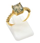 Anillo Plata de Ley 925 Ágata Musgo Cuadrada