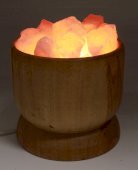Lámpara de Sal del Himalaya Cuenco Madera y Cristal 3,5KG