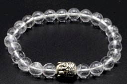 Pulsera Cristal de Roca & Buda perlas 8 mm