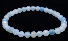 Pulsera de aguamarina con cuentas facetadas de 6 mm