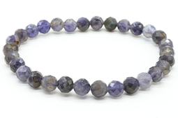 Pulsera de cordierita con cuentas facetadas de 6 mm