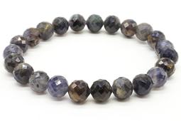Pulsera de cordierita con cuentas facetadas de 8 mm