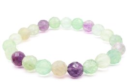 Pulsera de fluorita multicolor con cuentas facetadas de 6 mm