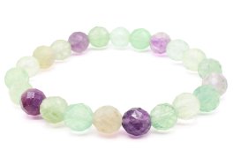 Pulsera de fluorita multicolor con cuentas facetadas de 8 mm