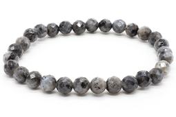 Pulsera de larvikita con cuentas facetadas de 6 mm