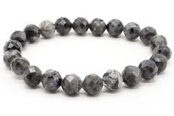 Pulsera de larvikita con cuentas facetadas de 8 mm