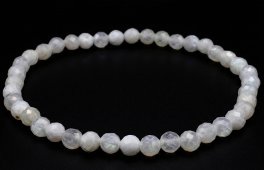 Pulsera de piedra de luna blanca con cuentas facetadas de 4 mm