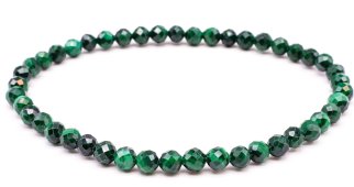 Pulsera de malaquita con cuentas facetadas de 4 mm