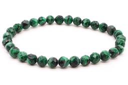 Pulsera de 'Light' Malaquita 'AA' con cuentas facetadas de 6 mm