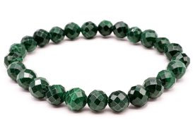 Pulsera de malaquita con cuentas facetadas de 8 mm