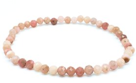 Pulsera de ópalo rosa con cuentas facetadas de 4 mm