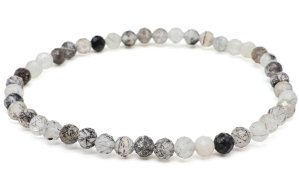 Pulsera de cuarzo turmalina con cuentas facetadas de 4 mm