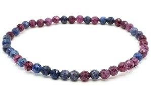 Pulsera de rubí zafiro con cuentas facetadas de 4 mm