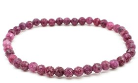 Pulsera de zafiro rojo con cuentas facetadas de 4 mm