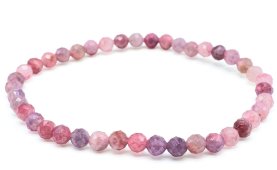 Pulsera de turmalina rosa con cuentas facetadas de 4 mm