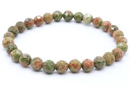 Pulsera de unakita con cuentas facetadas de 6 mm