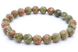 Pulsera de unakita con cuentas facetadas de 8 mm
