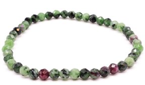 Pulsera de zoisita rubí con cuentas facetadas de 4 mm