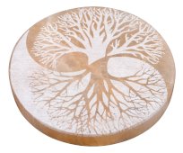 Selenita Placa Arbol de la Vida Yin-Yang Naranja/Blanco 10cm