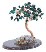 Árbol de la Felicidad Malaquita sobre Ágata Rodaja 12cm