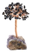 Árbol de la Felicidad Obsidiana Negra con base Amatista 14cm