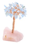 Árbol de la Felicidad Aguamarina con base Cuarzo Rosa 14cm