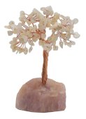 Árbol de la Felicidad Piedra Luna con Base  Cuarzo Rosa 14cm