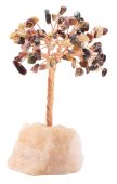 Árbol de la Felicidad Jaspe Mokaïte con Base Cuarzo Rosa 14cm