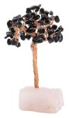 Árbol de la Felicidad Obsidiana Negra con base Cuarzo Rosa 14cm