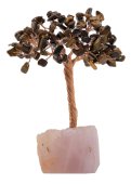 Árbol de la Felicidad Ojo de Tigre con base Cuarzo Rosa 14cm