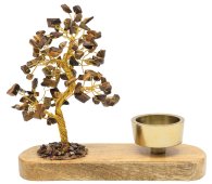 Árbol de la Felicidad Ojo de Tigre + Portavelas 17cm