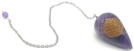 Péndulo Grabado Flor de la Vida 4cm - Amatista