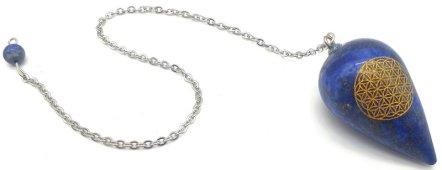 Péndulo Grabado Flor de la Vida 4cm - Lapislázuli