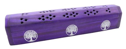 Porta Incienso de Madera Caja Árbol de la Vida 30cm