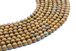 Cuentas de Fossil Wood 6mm en un hilo de 40cm