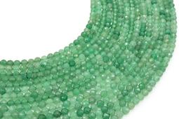 Cuentas facetadas de aventurina verde de 4 mm en un hilo de 38 cm.