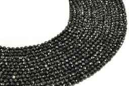 Cuentas facetadas de espinela negra de 4 mm en un hilo de 38 cm.