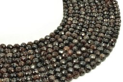 Cuentas facetadas de granate de 6 mm en hilo de 40 cm