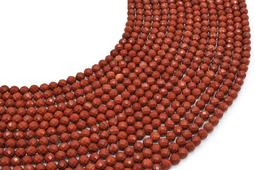 Cuentas facetadas de jaspe rojo de 4 mm en un hilo de 38 cm.