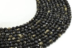 Cuentas facetadas de obsidiana dorada de 6 mm en un hilo de 40 cm.