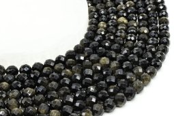 Cuentas facetadas de obsidiana dorada de 8 mm en un hilo de 40 cm.
