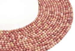 Cuentas facetadas de rodonita de 4 mm en un hilo de 40 cm.