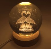 Luz nocturna USB Cisnes de cristal 9cm